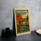 Indiana Fall Colors Scenic Drive Metal Sign – Vintage Stamp Style Wall Art for Lake Lovers & Autumn Decor — photo 1