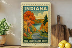 Indiana Fall Colors Scenic Drive Metal Sign – Vintage Stamp Style Wall Art for Lake Lovers & Autumn Decor — photo 4