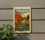 Indiana Fall Colors Scenic Drive Metal Sign – Vintage Stamp Style Wall Art for Lake Lovers & Autumn Decor — photo 5