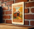 Illinois Covered Bridge Country Metal Sign – Vintage Rustic Wall Art, Retro Travel Stamp Decor for Home, Cabin, or Man Cave — photo 2