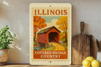 Illinois Covered Bridge Country Metal Sign – Vintage Rustic Wall Art, Retro Travel Stamp Decor for Home, Cabin, or Man Cave — photo 4