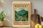 Kentucky Mountain Parkway Metal Sign – Vintage Road Sign Art, Rustic Stamp Style Wall Decor, Retro Highway Home Accent — photo 2