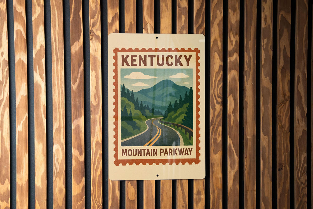 Kentucky Mountain Parkway Metal Sign – Vintage Road Sign Art, Rustic Stamp Style Wall Decor, Retro Highway Home Accent — photo 4