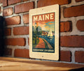 Maine Harborfront Esplanade Metal Sign – Vintage Stamp Style Wall Art, Coastal Nautical Home Decor for Beach House — photo 1