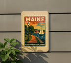 Maine Harborfront Esplanade Metal Sign – Vintage Stamp Style Wall Art, Coastal Nautical Home Decor for Beach House — photo 5