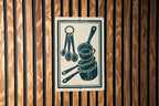 Vintage Measuring Spoons and Cups Metal Kitchen Sign – Rustic Cooking Utensil Wall Art, Retro Chef Decor, Farmhouse Style Print — photo 1