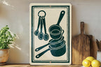 Vintage Measuring Spoons and Cups Metal Kitchen Sign – Rustic Cooking Utensil Wall Art, Retro Chef Decor, Farmhouse Style Print — photo 2