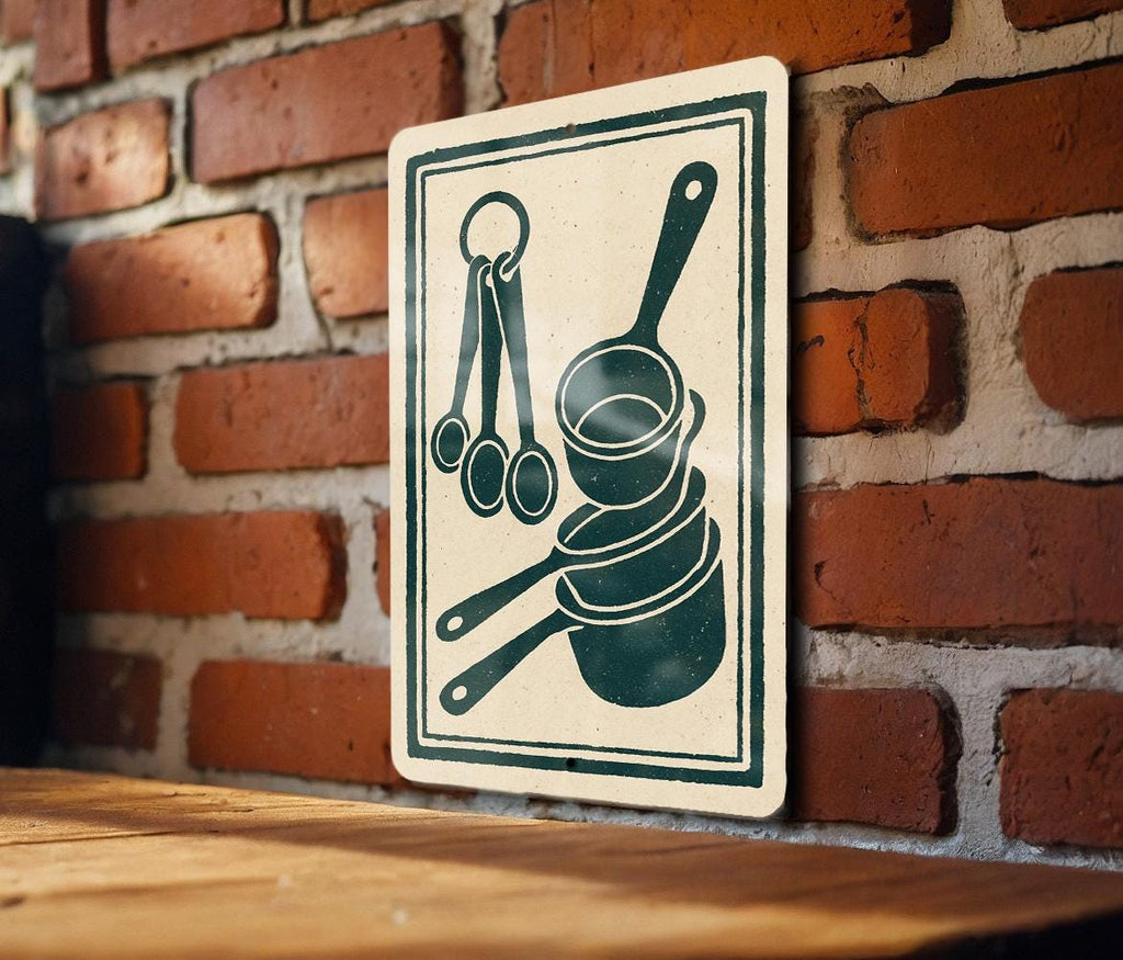 Vintage Measuring Spoons and Cups Metal Kitchen Sign – Rustic Cooking Utensil Wall Art, Retro Chef Decor, Farmhouse Style Print — photo 4