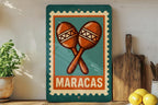 Maracas Stamp Style Metal Sign – Vintage Latin Music Wall Art, Rustic Percussion Decor for Home or Studio — photo 4