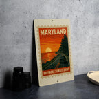 Maryland Bayfront Sunset Drive Metal Sign – Vintage Stamp Style Wall Art for Home, Beach House, or Lake Cabin Décor — photo 1
