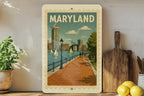 Maryland Harborfront Esplanade Metal Sign – Vintage Stamp Style Wall Art, Nautical Coastal Decor Gift — photo 4