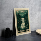 Massachusetts Waterfall Loop Metal Sign – Vintage Stamp Style Wall Art, Rustic State Park Decor, Outdoor Adventure Gift — photo 2