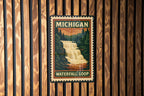 Michigan Waterfall Loop Metal Sign – Vintage Stamp Style Wall Art, Rustic Michigan Decor for Cabin, Lodge, or Home — photo 1
