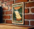 Michigan Waterfall Loop Metal Sign – Vintage Stamp Style Wall Art, Rustic Michigan Decor for Cabin, Lodge, or Home — photo 3