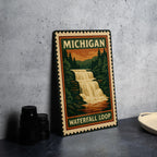 Michigan Waterfall Loop Metal Sign – Vintage Stamp Style Wall Art, Rustic Michigan Decor for Cabin, Lodge, or Home — photo 4