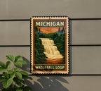 Michigan Waterfall Loop Metal Sign – Vintage Stamp Style Wall Art, Rustic Michigan Decor for Cabin, Lodge, or Home — photo 5