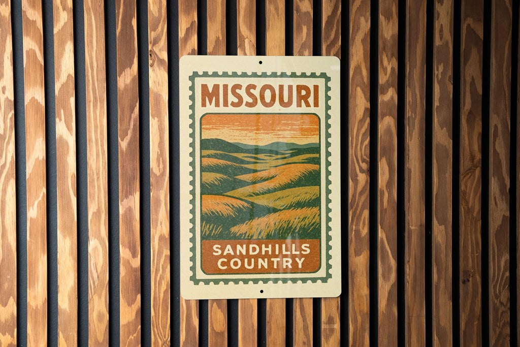 Missouri Sandhills Country Metal Sign – Rustic Stamp Style Wall Art, Vintage Farmhouse Decor, State Souvenir Plaque — photo 1