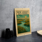 New Jersey Salt Marsh Overlook Metal Sign – Vintage Stamp Style Wall Art for Coastal Home or Nature Decor — photo 3