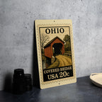Ohio Covered Bridge Wall Art – Vintage Stamp Style Metal Sign for Home, Cabin, Rustic Country Decor, Ohio Souvenir Gift — photo 1
