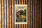 Ohio Covered Bridge Wall Art – Vintage Stamp Style Metal Sign for Home, Cabin, Rustic Country Decor, Ohio Souvenir Gift — photo 2