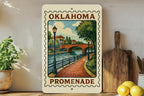 Oklahoma Riverwalk Promenade Metal Sign – Vintage Stamp Style Wall Art, Rustic Home Decor, State Souvenir Gift — photo 2
