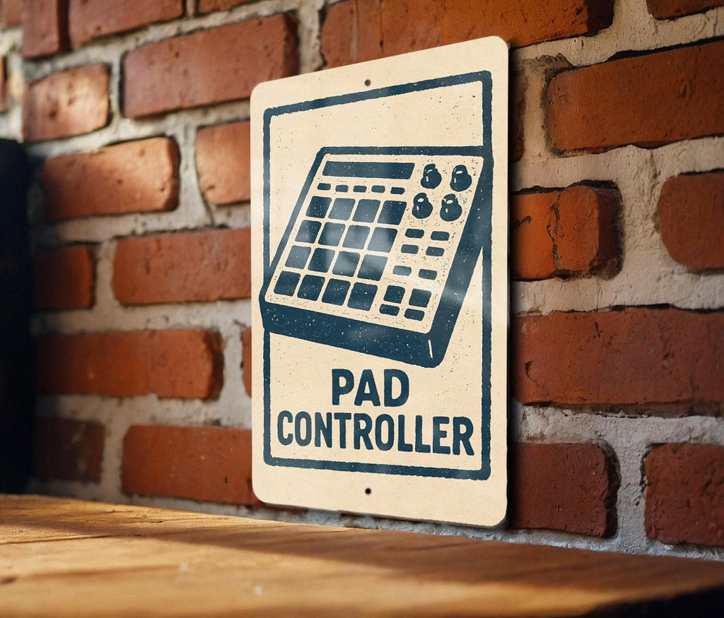 Pad Controller Metal Sign – Retro Music Studio Decor, DJ Beat Maker Wall Art, Stamp Style Aluminum Music Producer Gift — photo 2