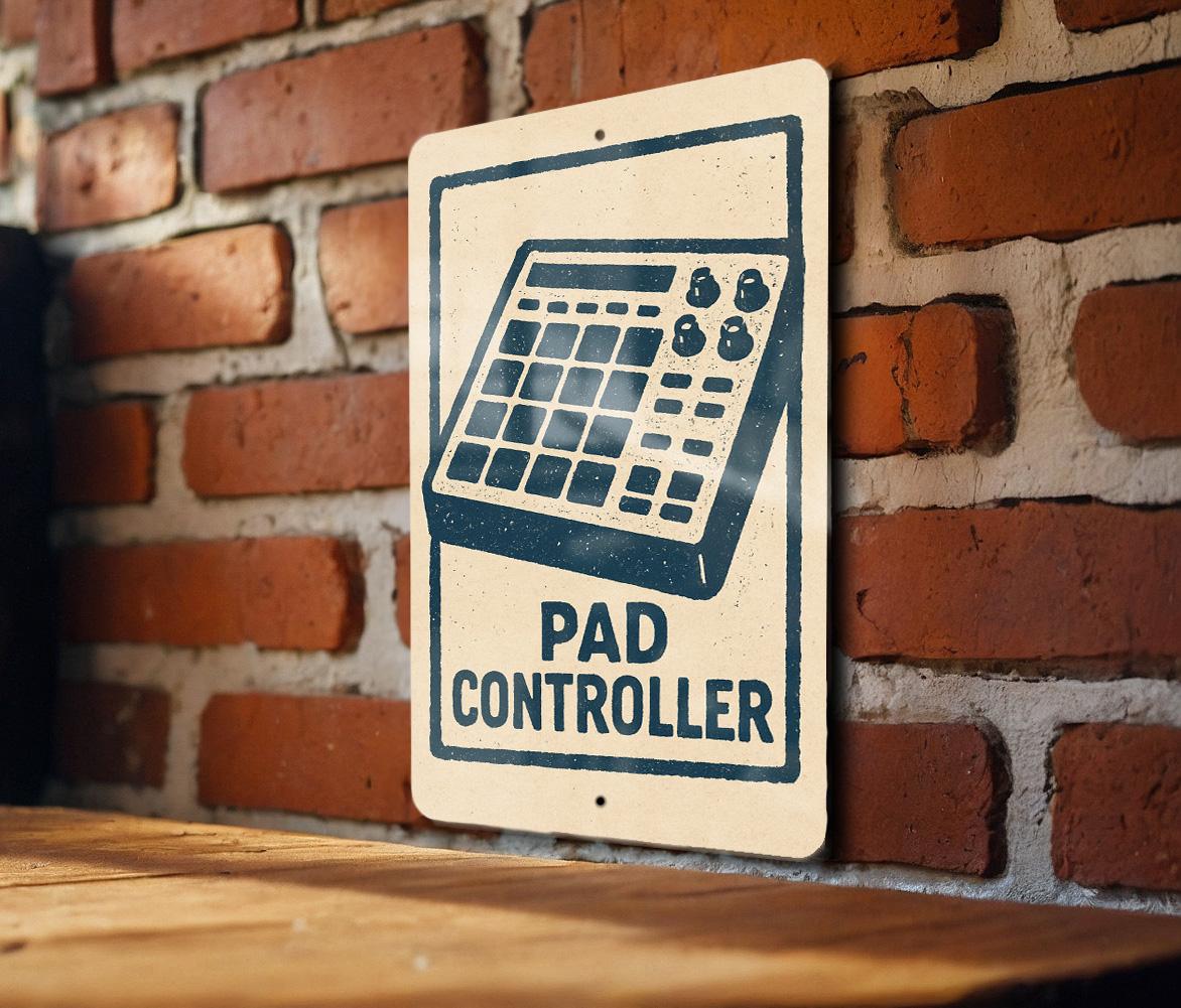 Pad Controller Metal Sign – Retro Music Studio Decor, DJ Beat Maker Wall Art, Stamp Style Aluminum Music Producer Gift — photo 2