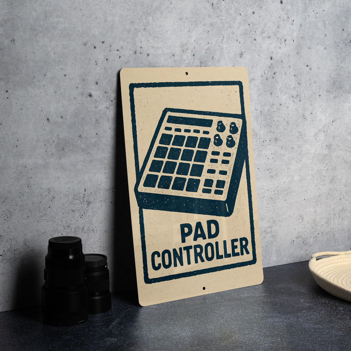 Pad Controller Metal Sign – Retro Music Studio Decor, DJ Beat Maker Wall Art, Stamp Style Aluminum Music Producer Gift — photo 3