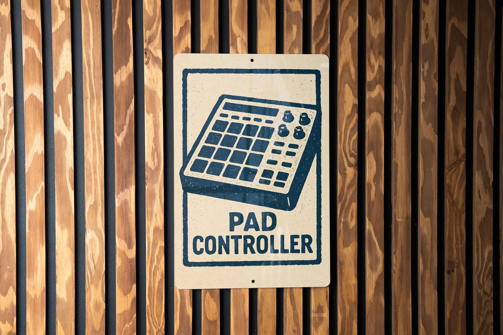 Pad Controller Metal Sign – Retro Music Studio Decor, DJ Beat Maker Wall Art, Stamp Style Aluminum Music Producer Gift — photo 4