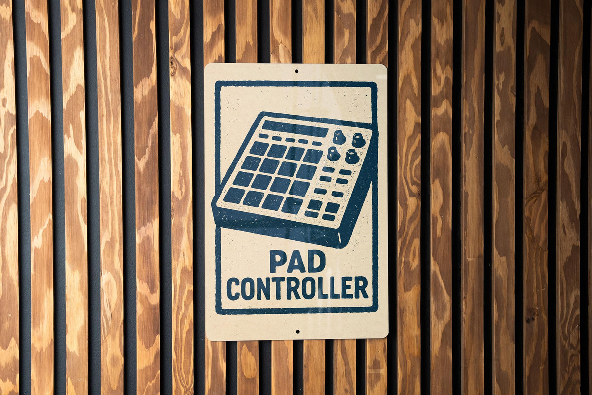 Pad Controller Metal Sign – Retro Music Studio Decor, DJ Beat Maker Wall Art, Stamp Style Aluminum Music Producer Gift — photo 4