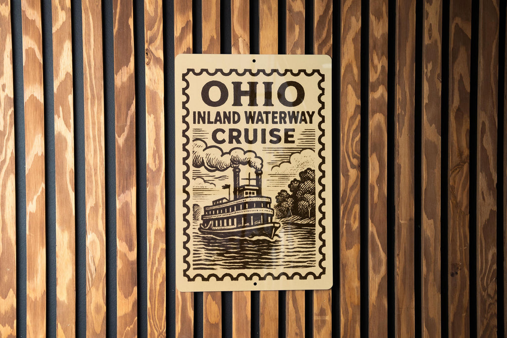 Ohio Inland Waterway Cruise Metal Sign – Vintage Stamp Style Wall Art for Lake House, Nautical Decor, Rustic Ohio Gift — photo 4