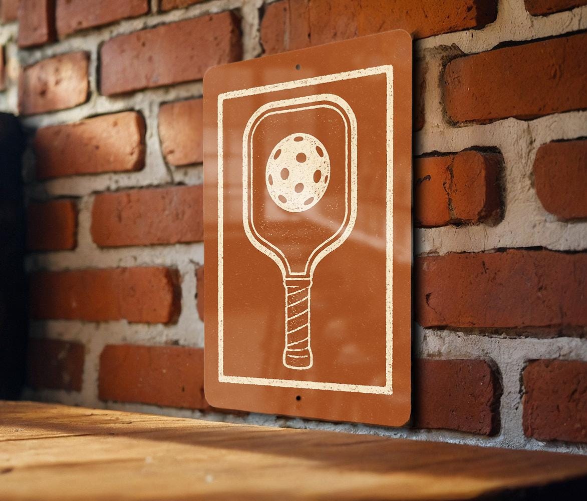 Pickleball Paddle Metal Sign – Vintage Stamp Style Wall Art for Sports Lovers, Rustic Game Room or Court Decor — photo 4