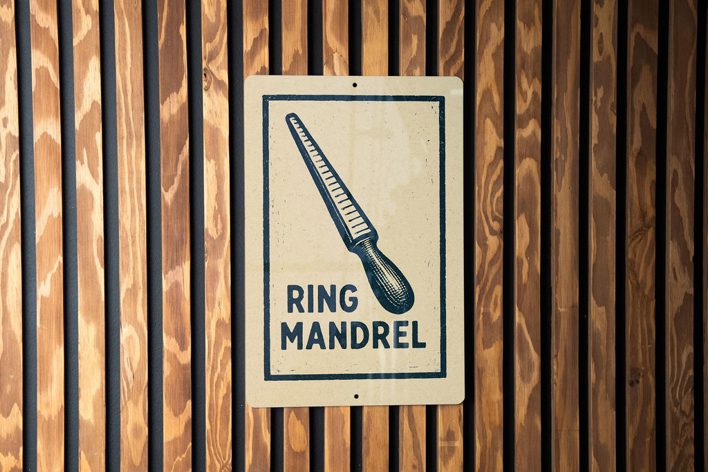 Ring Mandrel Metal Sign – Vintage Stamp Style Jewelry Tool Art, Silversmith Workshop Decor, Jeweler Gift Wall Hanging — photo 3