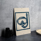 Vintage Snorkel Mask Metal Sign – Scuba Diving Wall Art, Nautical Decor, Retro Diving Helmet Stamp Style Print — photo 1