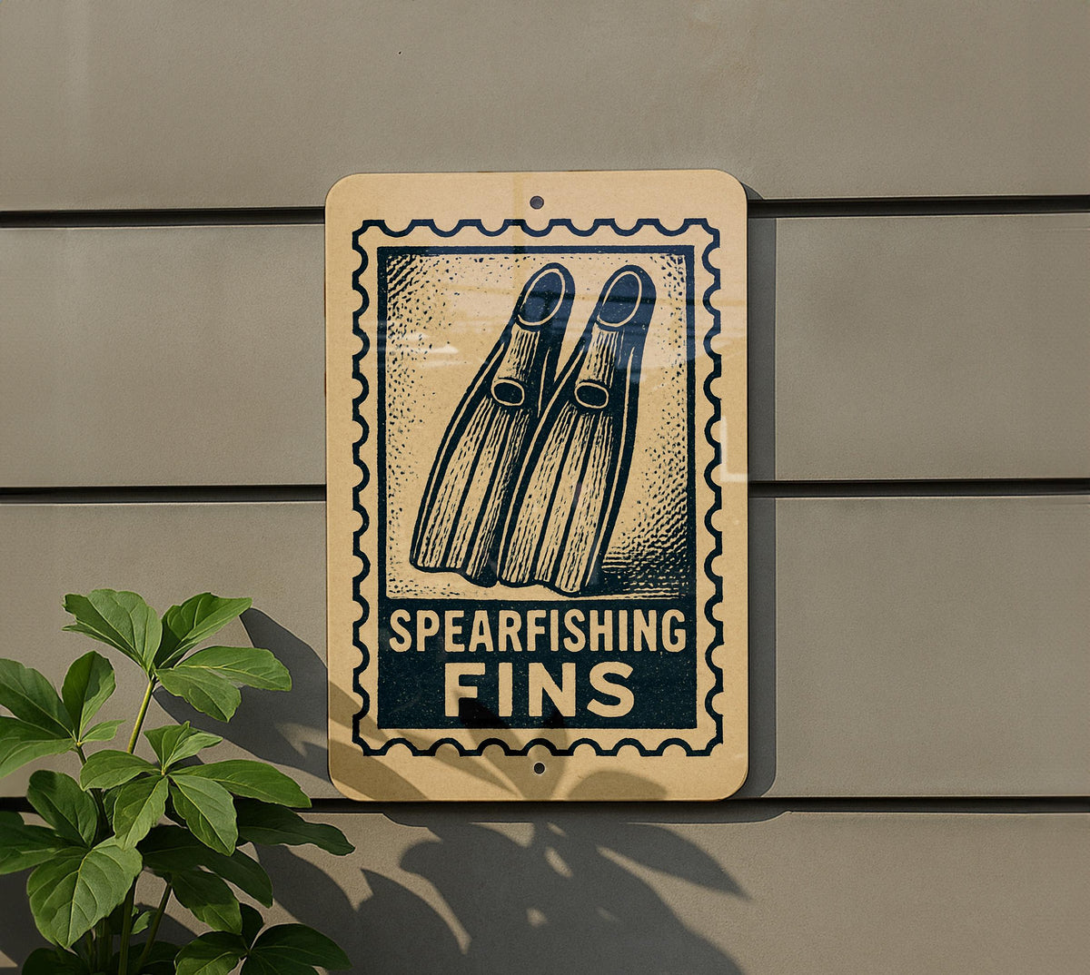 Spearfishing Fins Metal Sign – Vintage Stamp Style Wall Art for Divers, Rustic Ocean Decor, Scuba Diving Gift for Him — photo 5