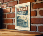 Texas Historic Waterfronts Metal Sign – Vintage Stamp Style Wall Art for Home, Bar, Office, Man Cave, Rustic Texas Decor — photo 1
