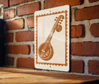 Veena Stamp Style Metal Wall Art Sign – Indian Musical Instrument Decor, Vintage Music Room or Studio Wall Hanging — photo 4
