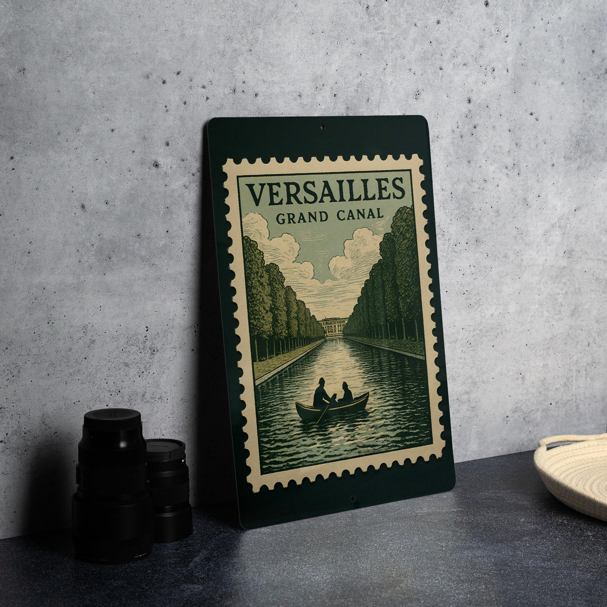 Versailles Grand Canal Metal Sign – Vintage Stamp Style French Architecture Wall Art for Home or Garden Decor — photo 3