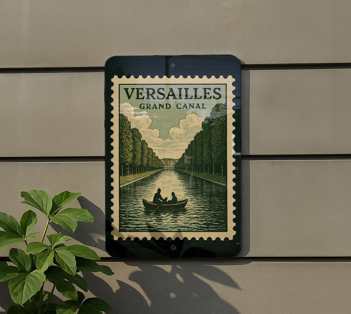 Versailles Grand Canal Metal Sign – Vintage Stamp Style French Architecture Wall Art for Home or Garden Decor — photo 5