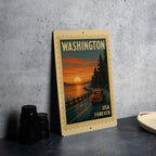 Washington Bayfront Sunset Drive Metal Sign – Vintage Stamp Style Wall Art for Beach House, Coastal Decor, Nautical Gift — photo 4