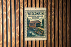 Wisconsin Covered Bridge Shores Metal Sign – Vintage Stamp Style Wall Art for Home, Cabin, or Rustic Decor — photo 2