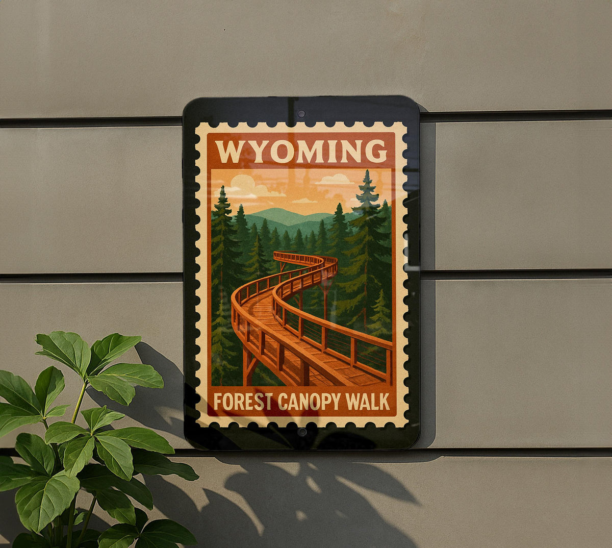 Wyoming Forest Canopy Walk Metal Sign – Rustic Stamp Style Wall Art for Cabin, Lodge, Nature or Outdoor Decor — photo 5