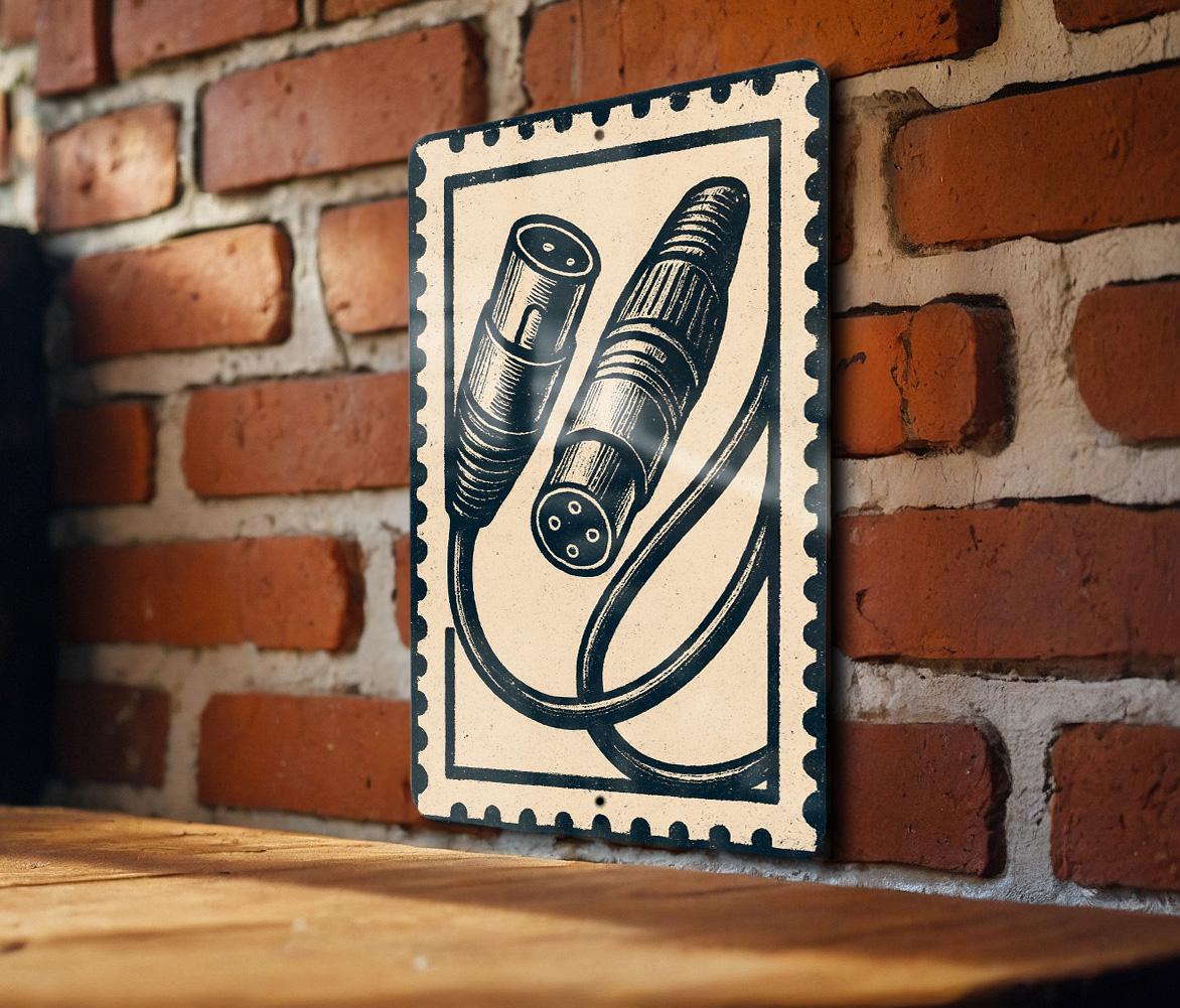 XLR Cables Metal Sign – Vintage Stamp Style Music Studio Wall Art, Audio Recording Room Decor, Gift for Musicians — photo 2