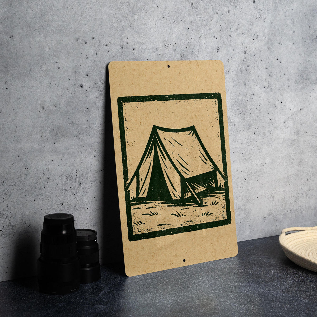 Camping Tent Metal Sign – Rustic Stamp Style Wall Art for Cabin, Campsite, RV Decor, Outdoor Adventure Gift — photo 1