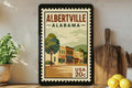 Albertville Alabama Retro Postage Stamp Metal Sign – Vintage-Inspired City Souvenir Wall Decor — photo 1