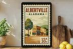 Albertville Alabama Retro Postage Stamp Metal Sign – Vintage-Inspired City Souvenir Wall Decor — photo 1