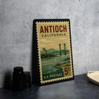 Antioch California Metal Sign – Retro Postage Stamp Design Featuring Iconic City Landmarks and Scenic Views — photo 4