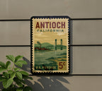 Antioch California Metal Sign – Retro Postage Stamp Design Featuring Iconic City Landmarks and Scenic Views — photo 5