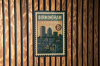 Birmingham Alabama Metal Sign Featuring Retro Postage Stamp Design with City Skyline and Historic Landmarks — photo 3