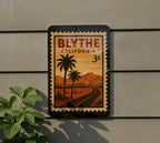 Blythe California Postage Stamp Metal Sign – Vintage Travel Scene Wall Decor – Retro Blythe CA Souvenir Sign — photo 5
